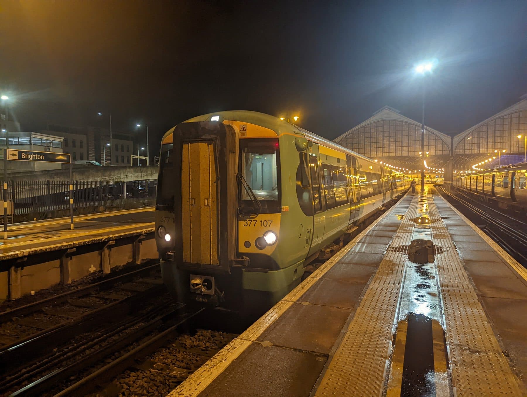 A Southern Class 377 Electrostar train at Brighton station